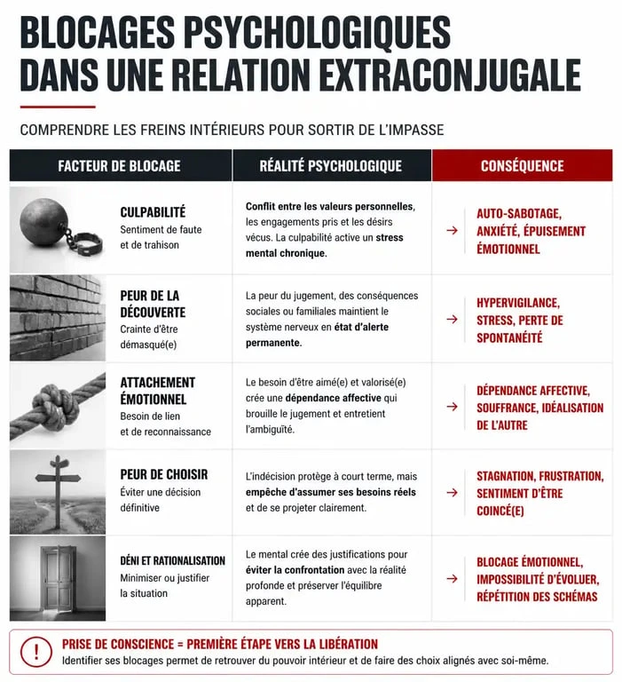 Infographie des signes qu'il ne quittera pas sa femme : analyse des blocages psychologiques et conséquences