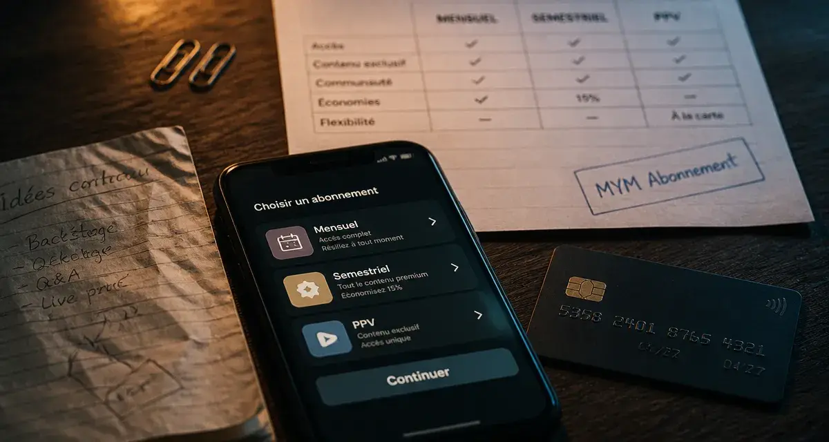 Abonnement MYM : interface mobile et paiement