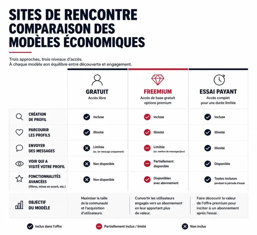 Comparatif des modèles économiques des sites de rencontre européens gratuits et freemium